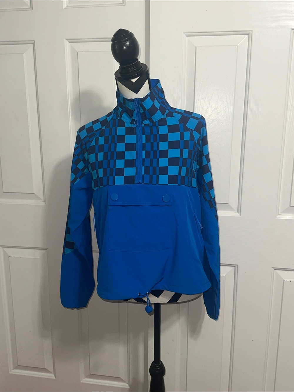 Beach Riot Blue Checkered Quarter-Zip Pullover